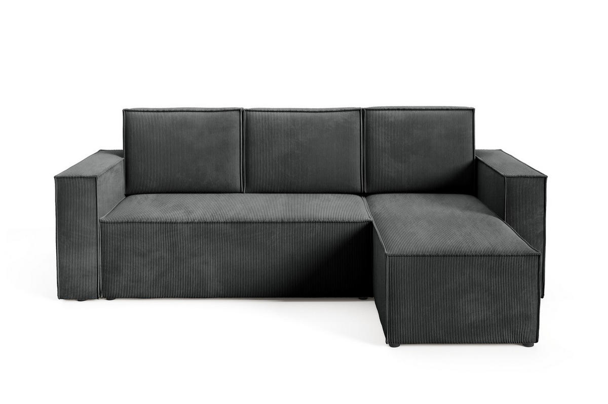 ECKSOFA Roda Grau, Cord-Ecksofa mit Schlaffunktion - Grau, Holzwerkstoff/Textil (248/150cm) - Bettso