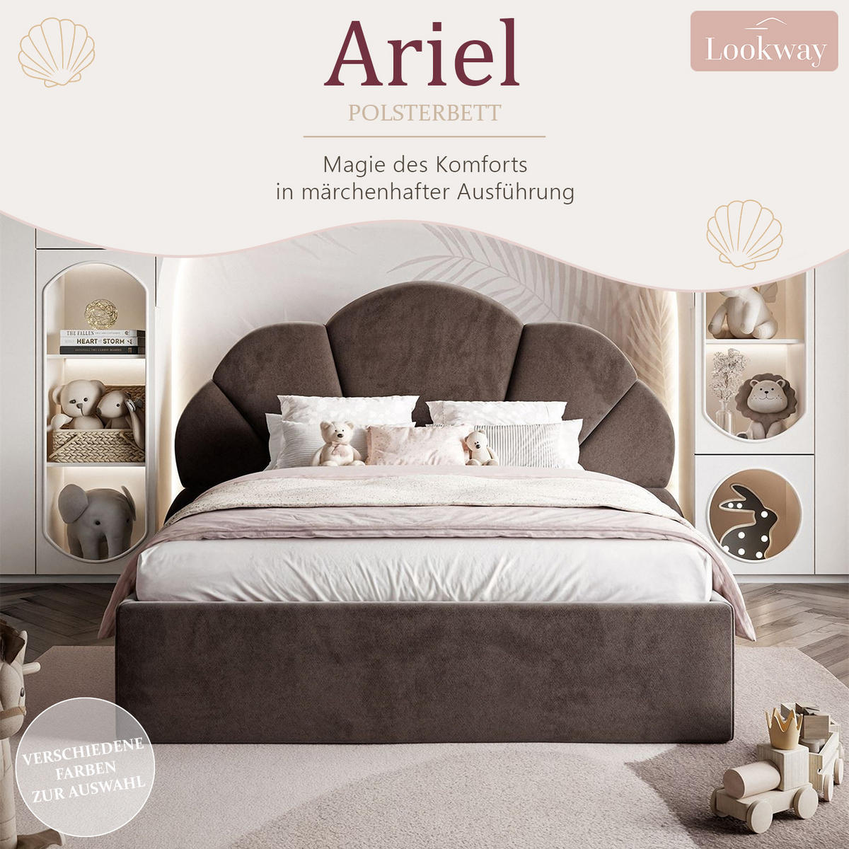 POLSTERBETT ARIEL mit Bettkasten 90x200 cm Element 25 - Braun, Textil (90/200cm) - Lookway
