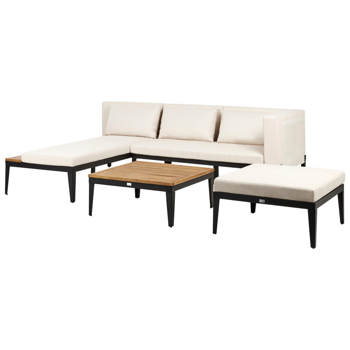 LOUNGE-SET 3-Sitzer Beige Bracciano - Hellbraun/Beige, Holz - Beliani
