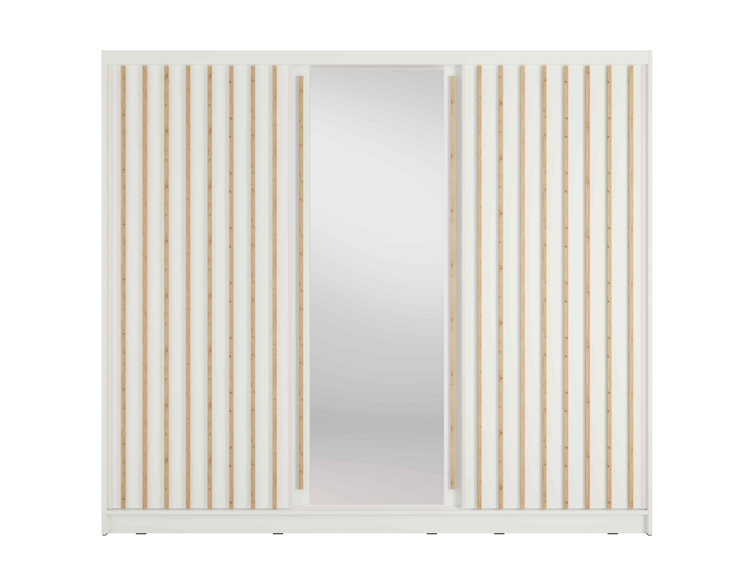 SCHWEBETÜRENSCHRANK VEYDAR 248/215/62cm 3-türig mit Spiegel Weiß - Weiß, Holzwerkstoff (248/215/62cm) - MASSENO
