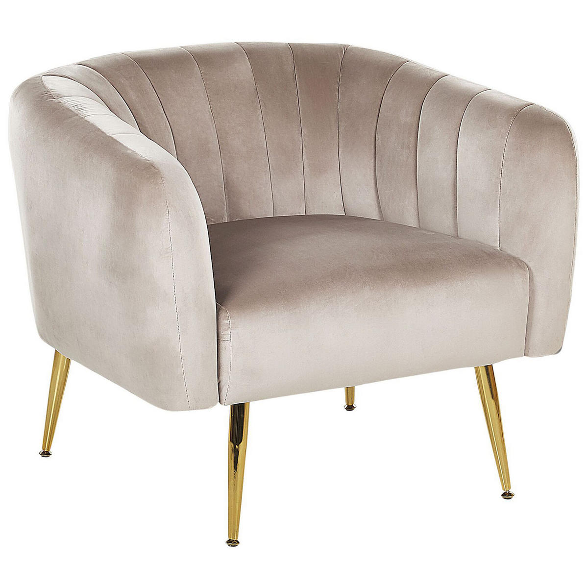 SESSEL Samtstoff Beige Laconia - Beige, Textil/Metall (85/72/62cm) - Beliani