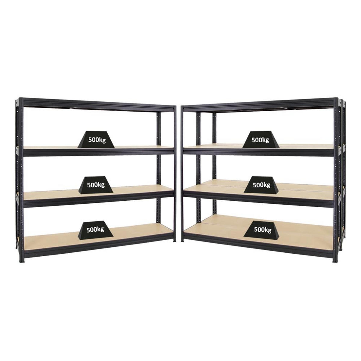 SCHWERLASTREGAL Dino 3er-Set mit 3x 180x200x45 cm Fachlast 500 kg Schwarz - Schwarz, Metall (600/180/45cm) - PROREGAL