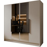 KLEIDERSCHRANK Mono Lux mit Speigel, Drehtüren mit Schwarze Metallgriffe, Kaschmir 200/200/51 cm - Kaschmir, Holzwerkstoff (200/200/51cm) - WFL GROUP
