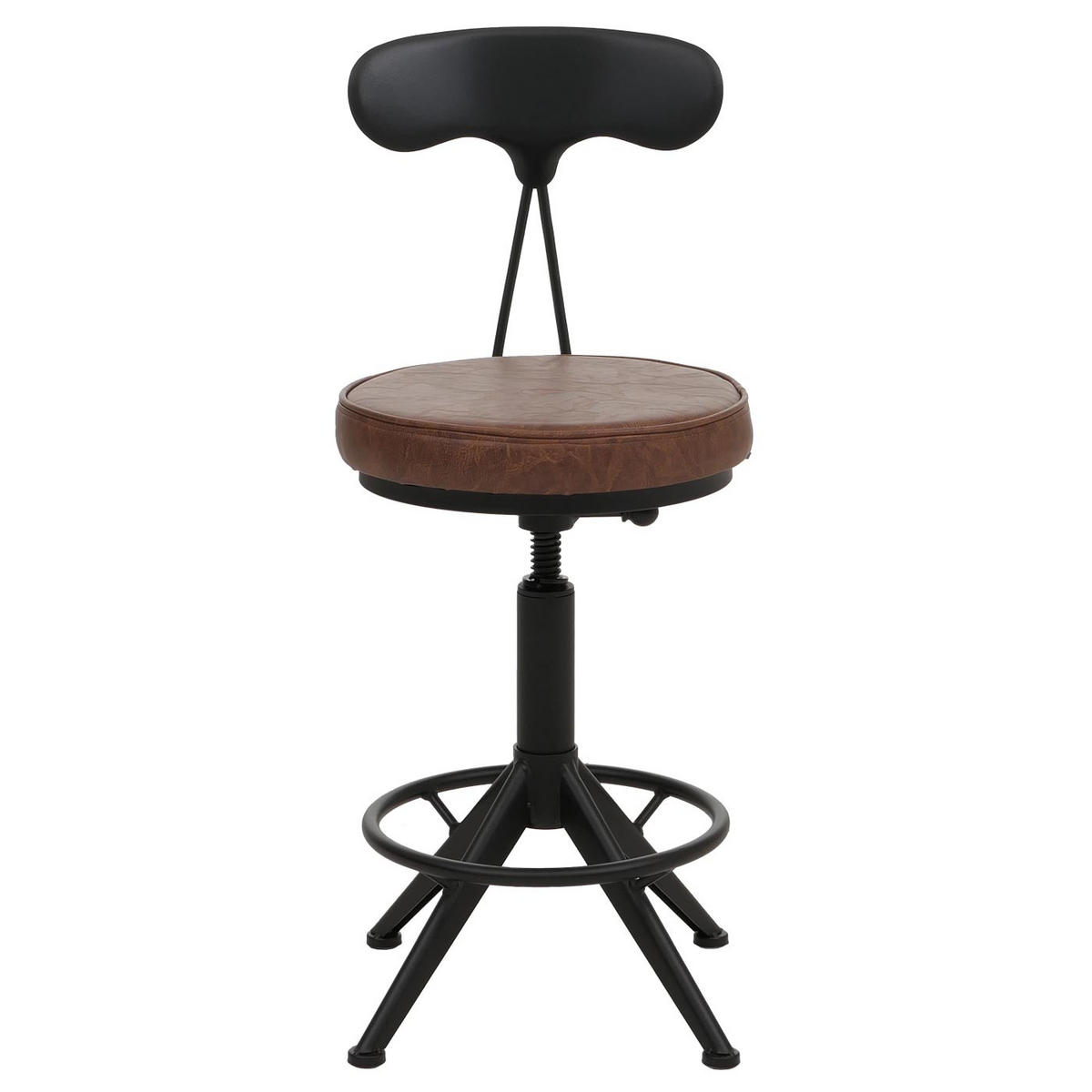 BARHOCKER 2er-Set mit Lehne Sitzhöhe 51-73cm Kunstleder Metall Braun höhenverstellbar - Braun, Kunststoff (45/101/45cm) - PROREGAL