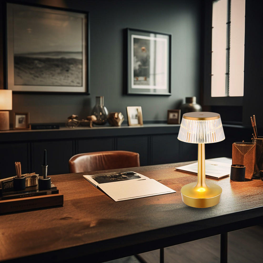 LED TISCHLEUCHTE Messing Kristall-Effekt - Messingfarben, Kunststoff (12/12/23cm) - Globo Lighting