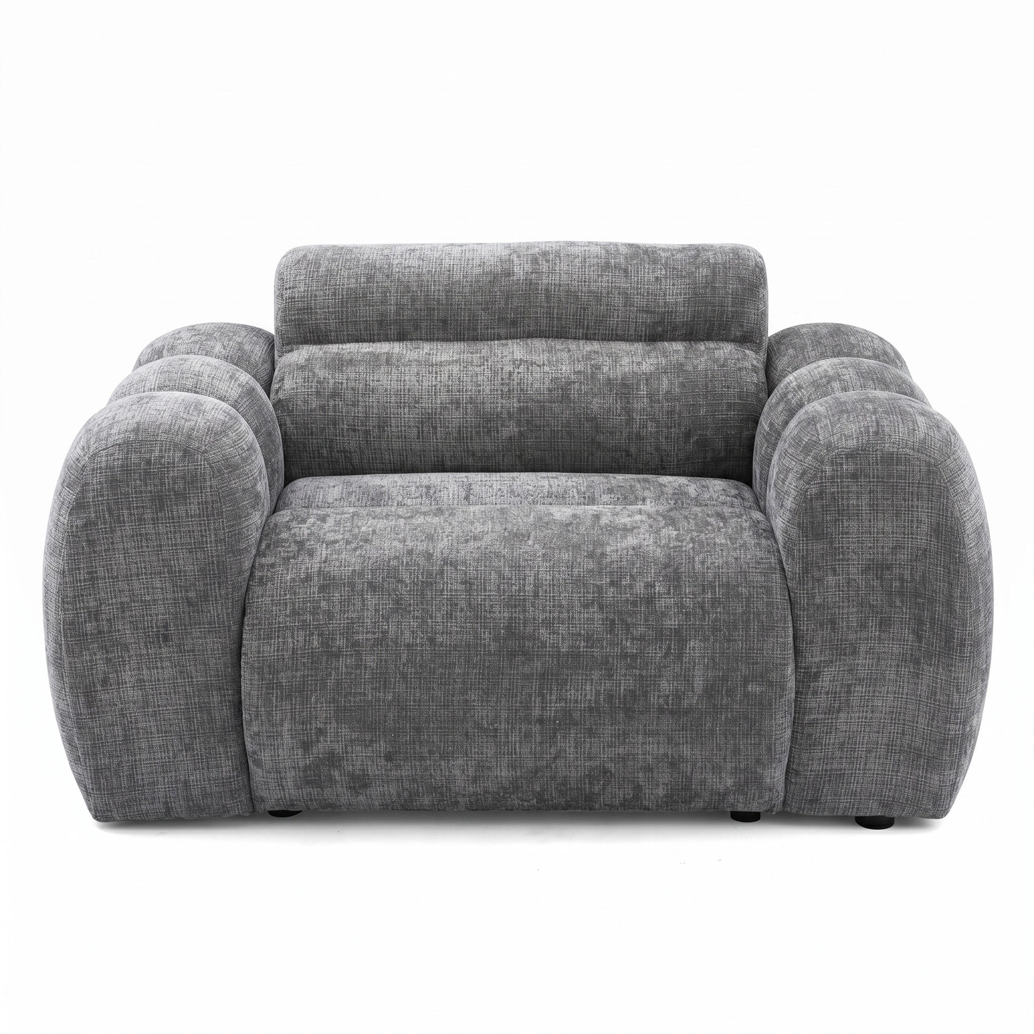 SESSEL VEER, Breite 131 cm Chenille Webstoff Dunkelgrau - Dunkelgrau/Schwarz, Holz/Kunststoff (131/75/92cm) - Muffo