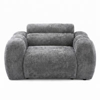 SESSEL VEER, Breite 131 cm Chenille Webstoff Dunkelgrau - Dunkelgrau/Schwarz, Holz/Kunststoff (131/75/92cm) - Muffo