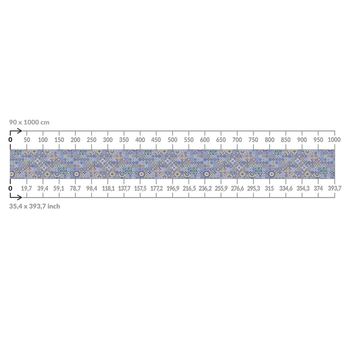 BALKON SICHTSCHUTZ Fliesenspiegel - Aufwändige Portugiesische Fliesen 300/90 cm - Blau, Kunststoff (300/90cm) - Bilderwelten