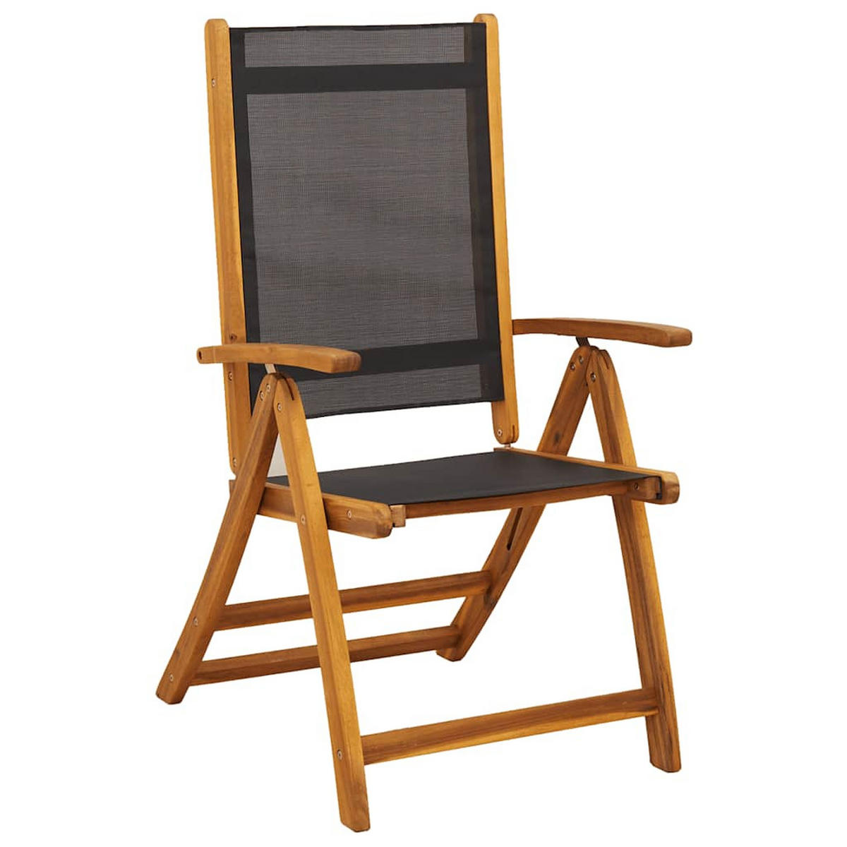 GARTENSTÜHLE 4er Set Klappbar Massivholz Akazie Und Textilene - Braun, Holz (57.5/109/72cm) - vidaXL
