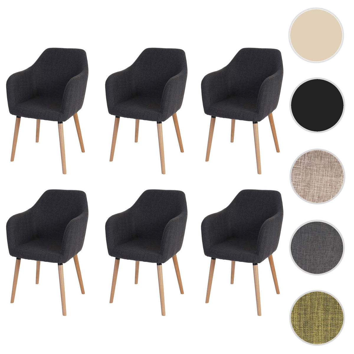 ESSZIMMERSTUHL Grau, Schwarz 6er-Set - Schwarz/Grau, Textil (58/88/64cm) - MCW