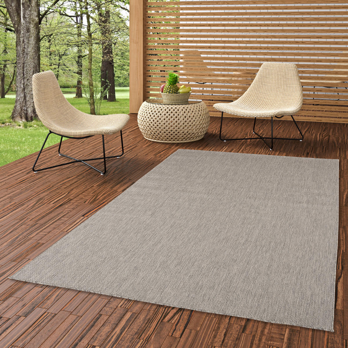 IN & OUTDOOR TEPPICH FLACHGEWEBE VALENCIA MIX - Anthrazit, Textil (120/170cm) - Pergamon