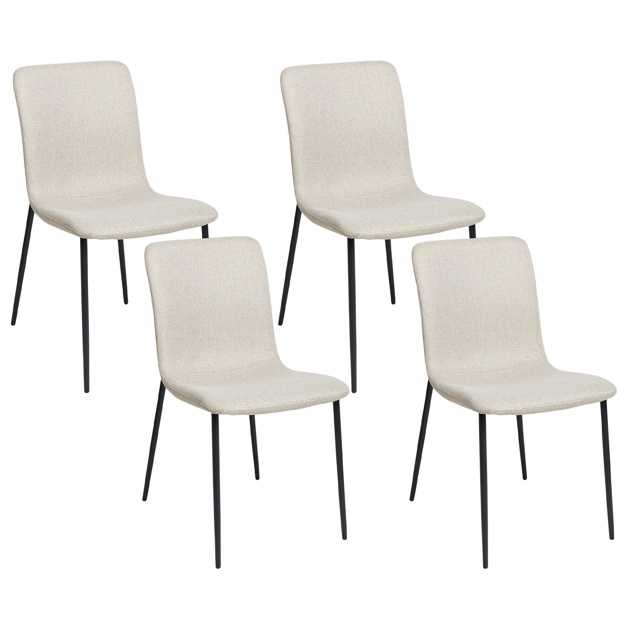 ESSZIMMERSTUHL 4er-Set Helles Beige Glendive - Beige/Schwarz, Textil (44/81/65cm) - Beliani