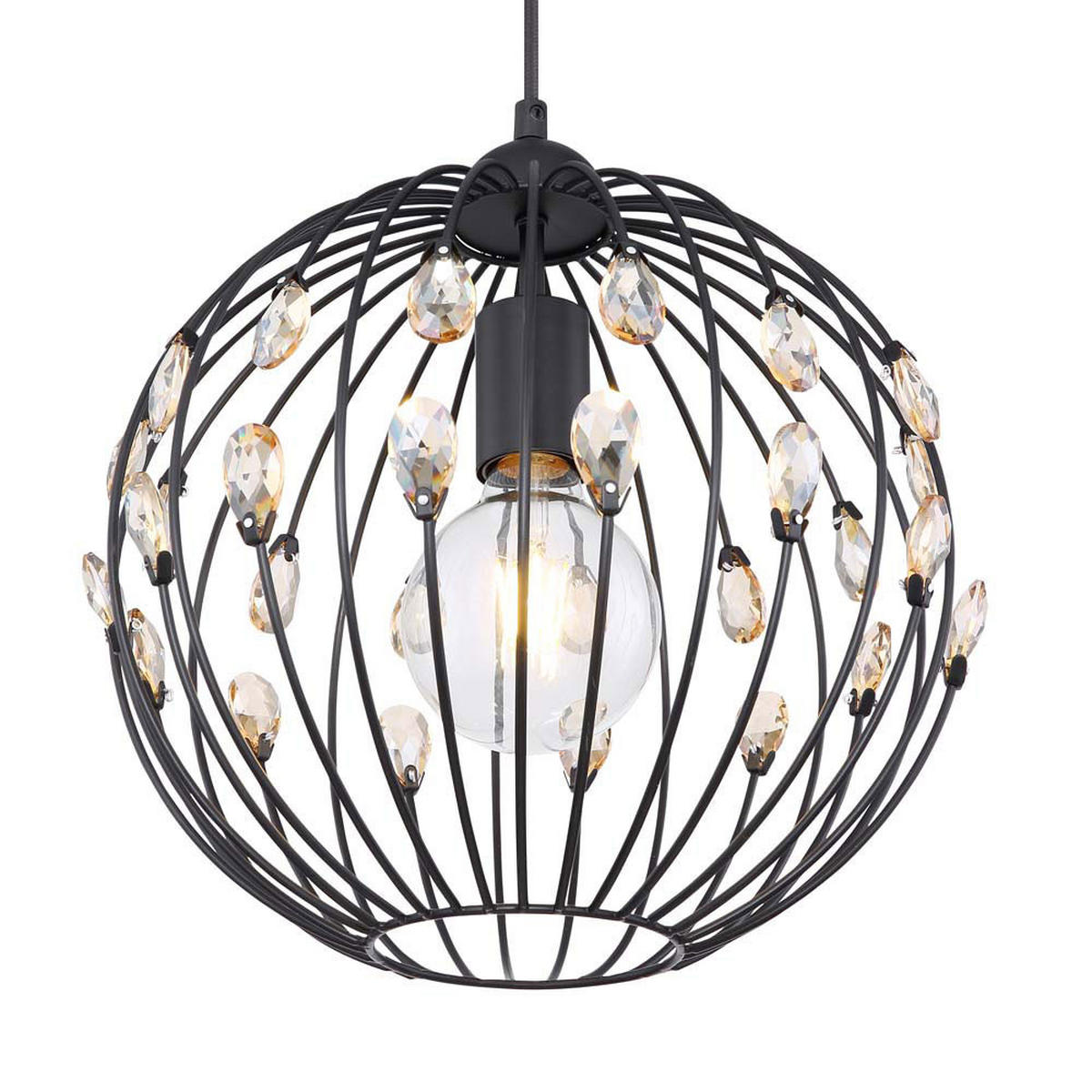 HÄNGELEUCHTE HANAKO Metall Schwarz - Schwarz, Metall (30/30/120cm) - Globo Lighting