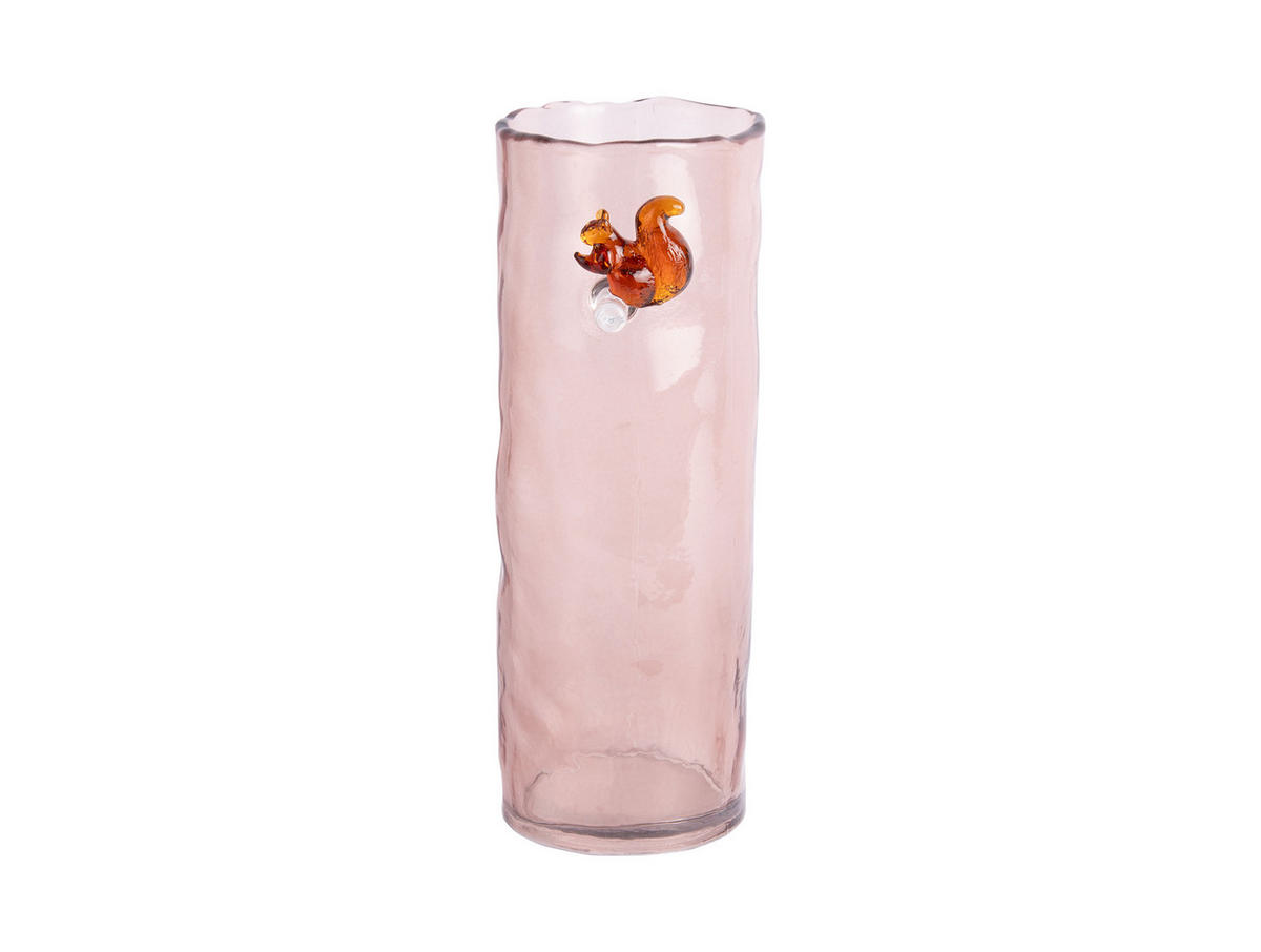 VASE Squirrel On Branch Small - Rosa - 15 cm - Pink, Glas (9.5/15cm) - Present Time