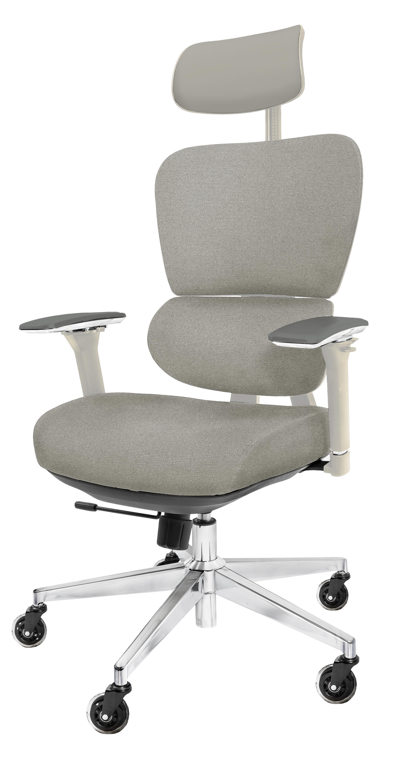 BÜROSTUHL ProSeat Creme-Weiß - Beige/Silberfarben, Kunststoff/Textil (70/145/70cm) - Clouvou