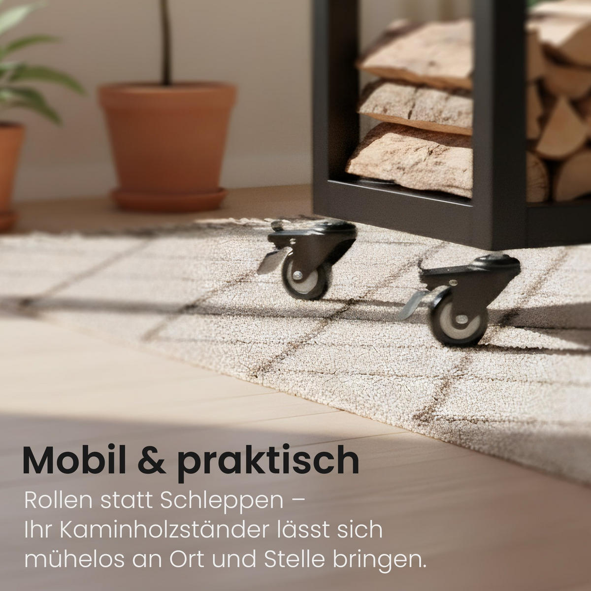 KAMINHOLZREGAL 60/25/150 cm Metall Schwarz - Schwarz, Metall (60/150/25cm) - CLP