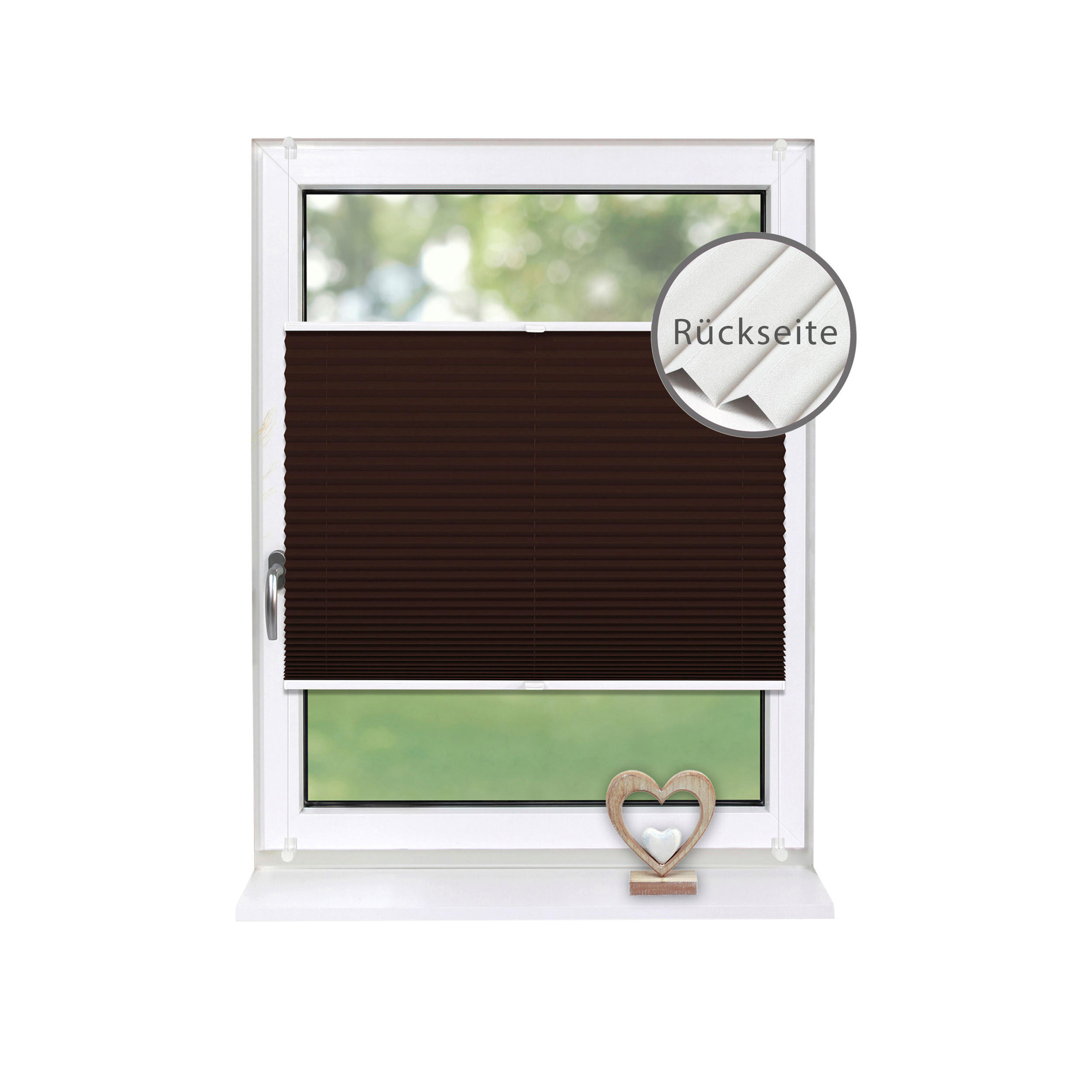 PLISSEE Thermo Basic 105 x 150cm Klemmfix ohne Bohren - Dunkelbraun, Textil (105/150/150cm) - Deco-Raum