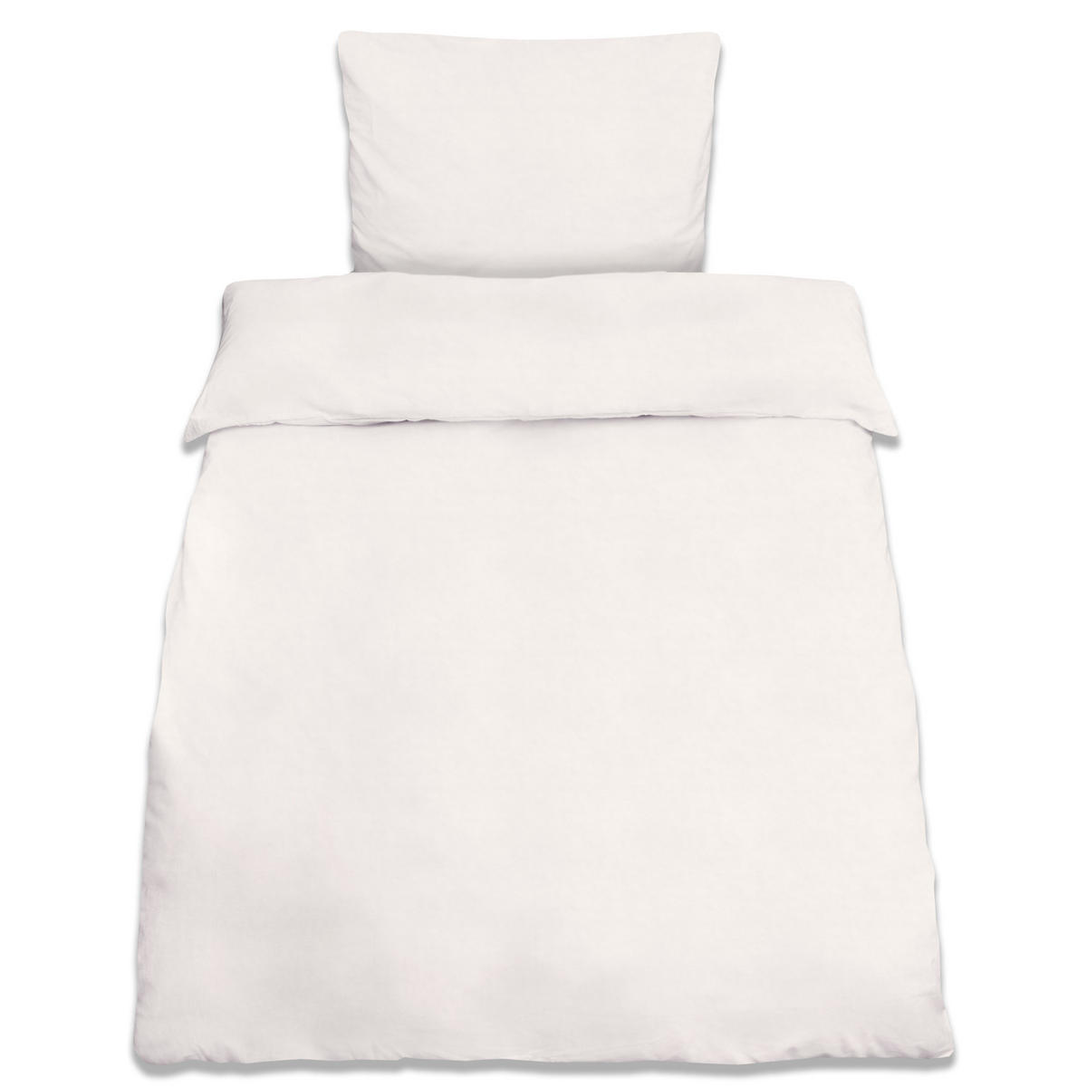 BETTWÄSCHE Julie 135/200 cm + Kissenbezug 80/80 cm Weiß Renforcé 2er Set - Weiß, Textil (135/200cm)