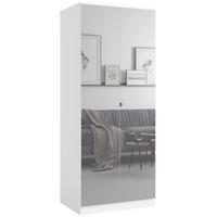 DREHTÜRENSCHRANK mit Spiegel Monza 2D 80 Weiß - Weiß/Grau, Holzwerkstoff/Metall (80/200/60cm) - mzm24
