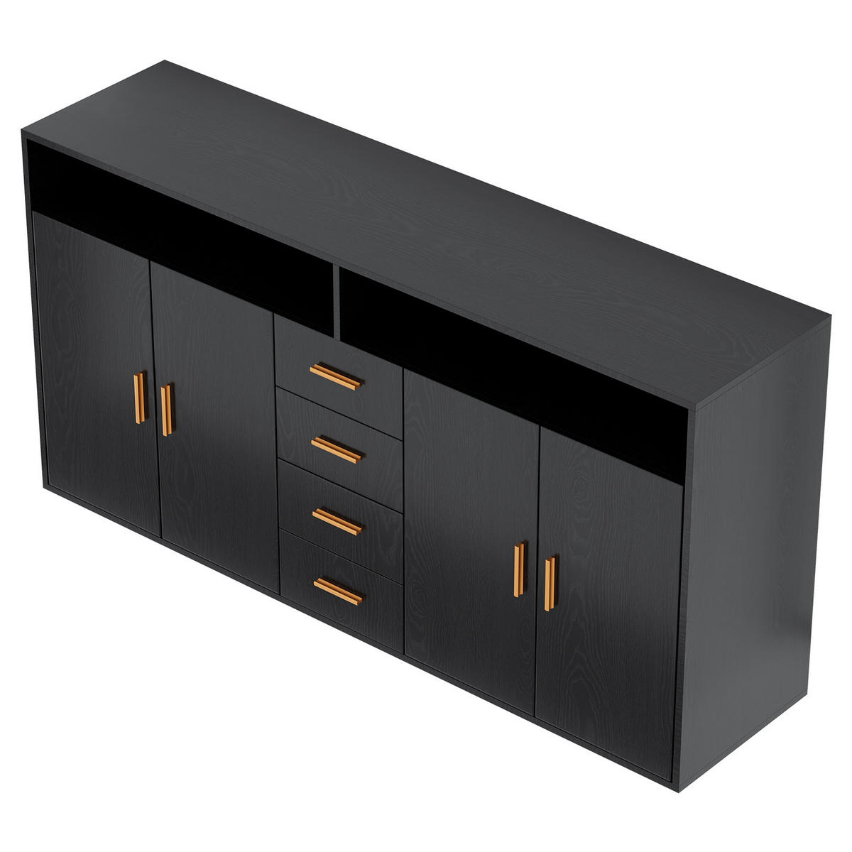 SIDEBOARD in 160/81/40cm - Schwarz, Holzwerkstoff/Metall (160/81/40cm) - HOMAVO