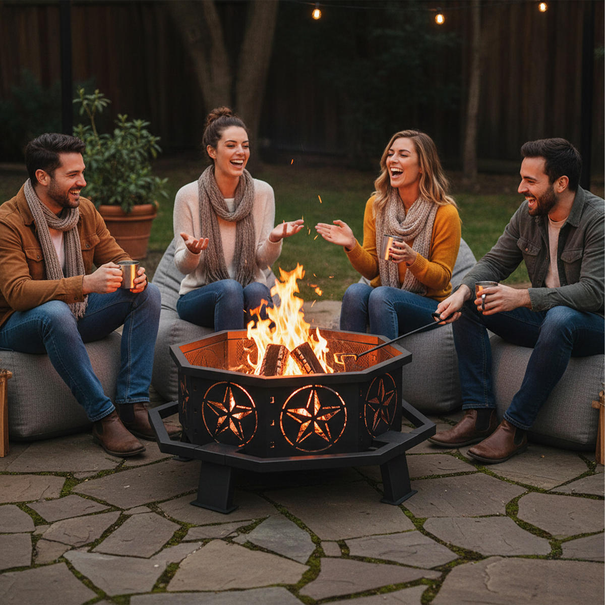 FEUERSCHALE - Schwarz, Metall (82/36/82cm) - Relaxdays