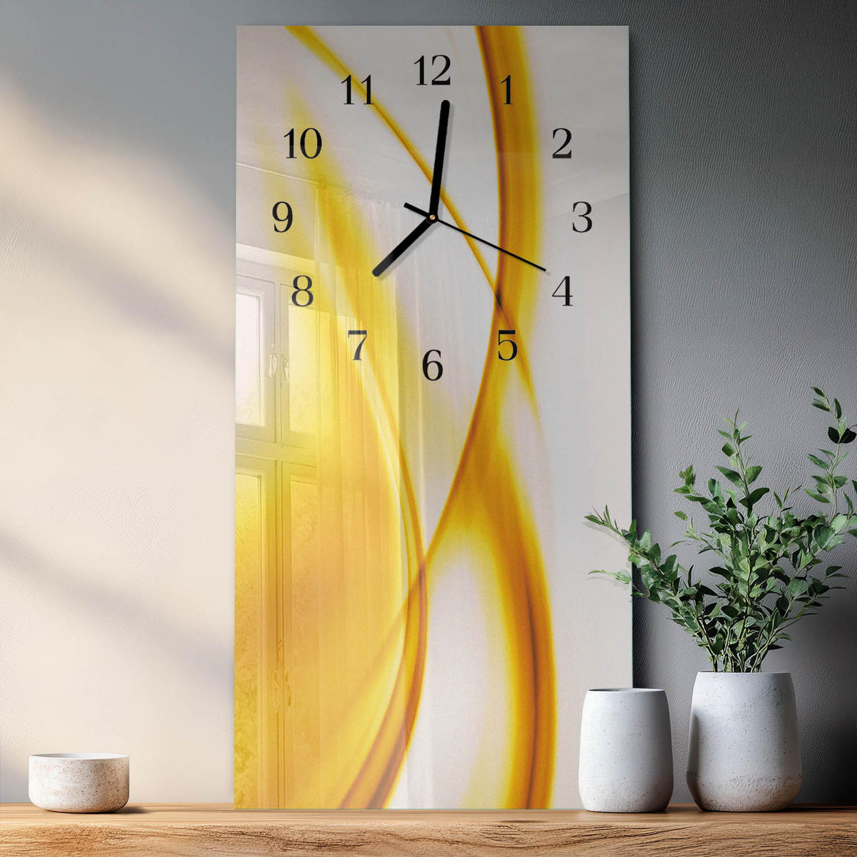 WANDUHR 30x60 cm - Rose - Orange, Glas (30/60/0.4cm) - TULUP