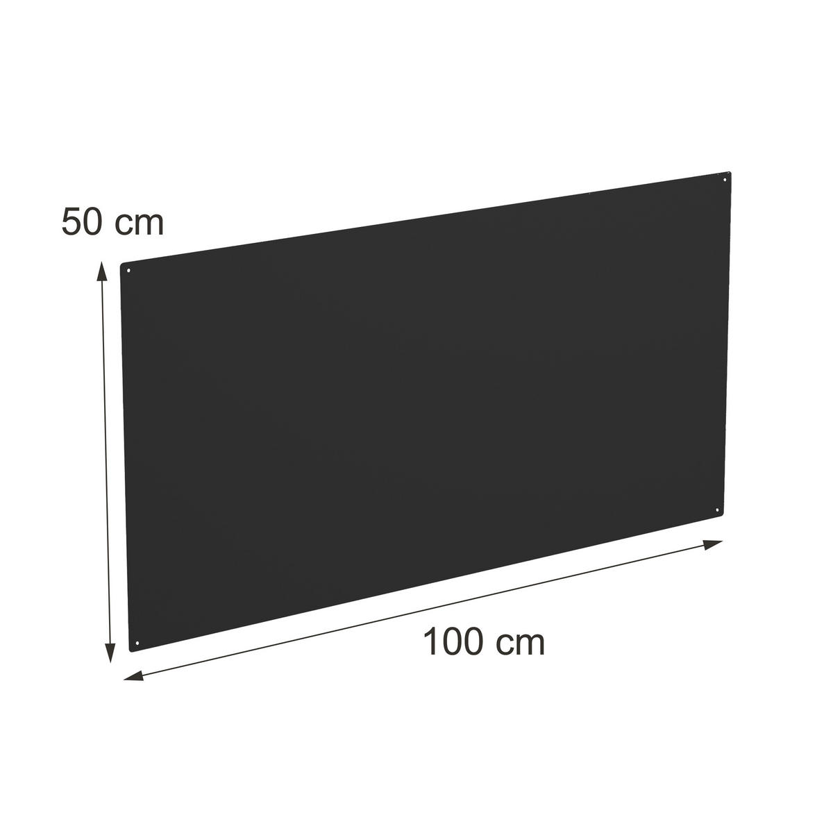 MAGNETTAFEL Schwarz Stahl beschreibbar 50x100 cm - Schwarz, Metall (100/50/0.1cm) - Relaxdays