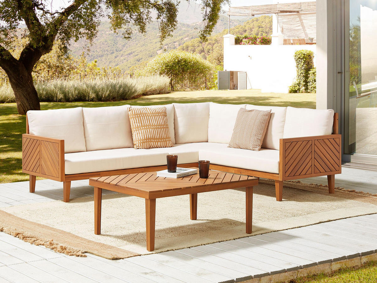 LOUNGE-SET 4-Sitzer Akazienholz Hellbraun Baratti - Hellbraun, Holz - Beliani