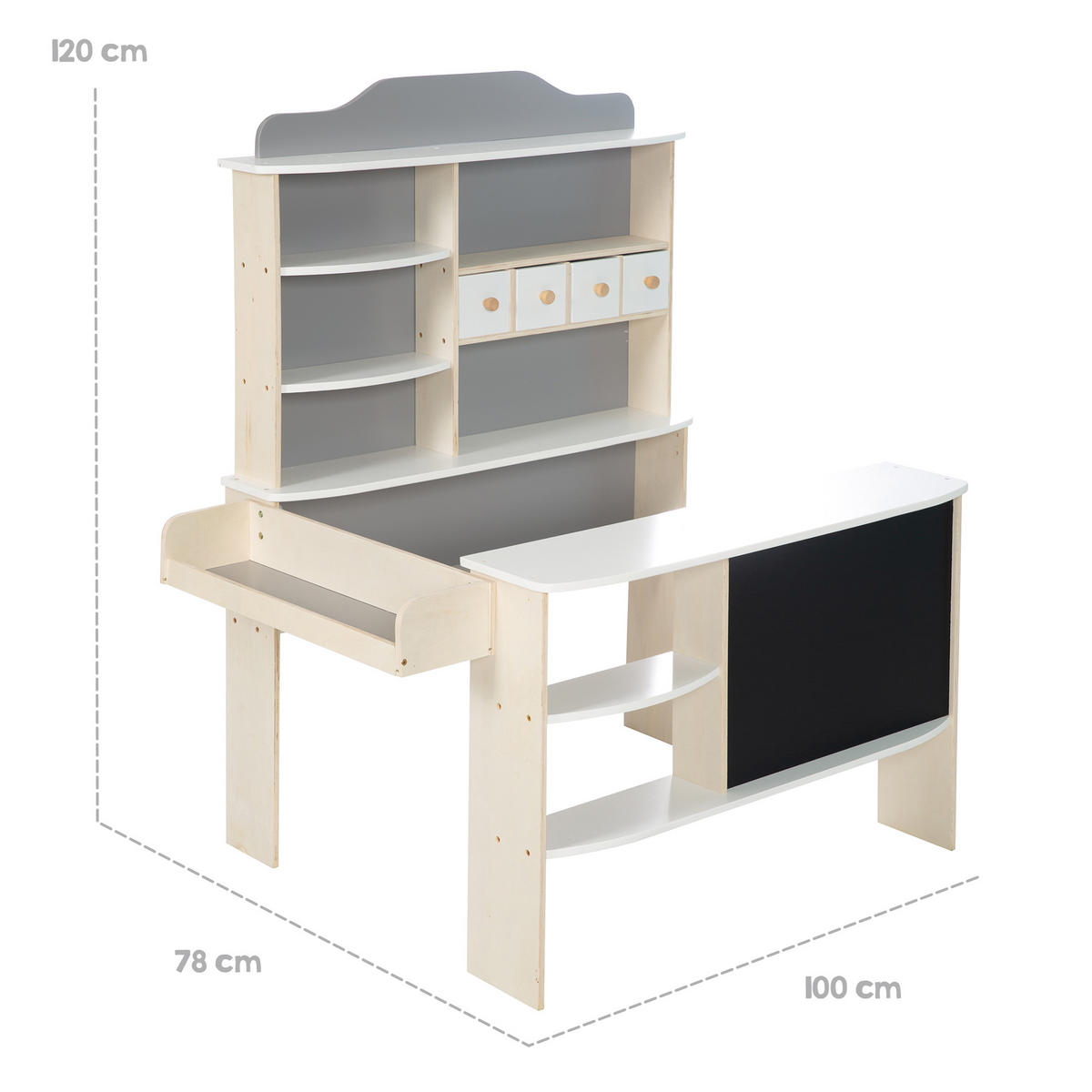 VERKAUFSSTAND - Grau, Holzwerkstoff (100/120/78cm) - Roba