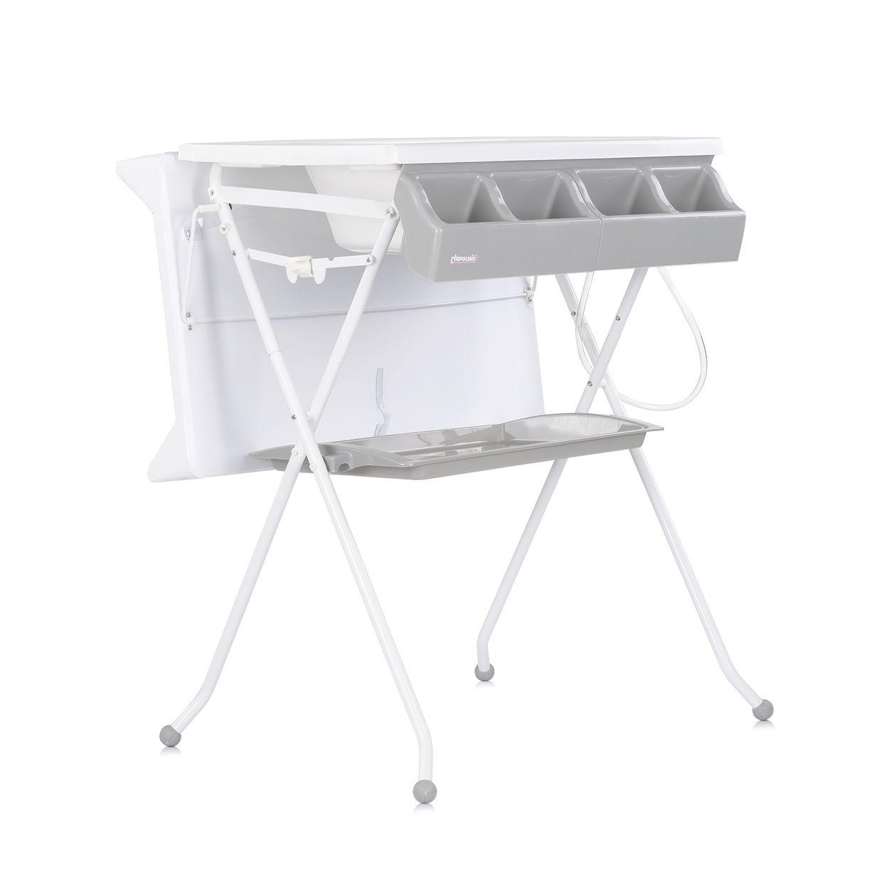 BABYWANNE Wickeltisch Aqua grau 2 in 1 Zubehörfach klappbar Ständer Stopfen - Grau, Kunststoff (61/80cm) - Chipolino