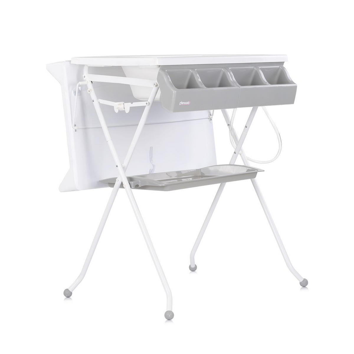 BABYWANNE Wickeltisch Aqua grau 2 in 1 Zubehörfach klappbar Ständer Stopfen - Grau, Kunststoff (61/80cm) - Chipolino
