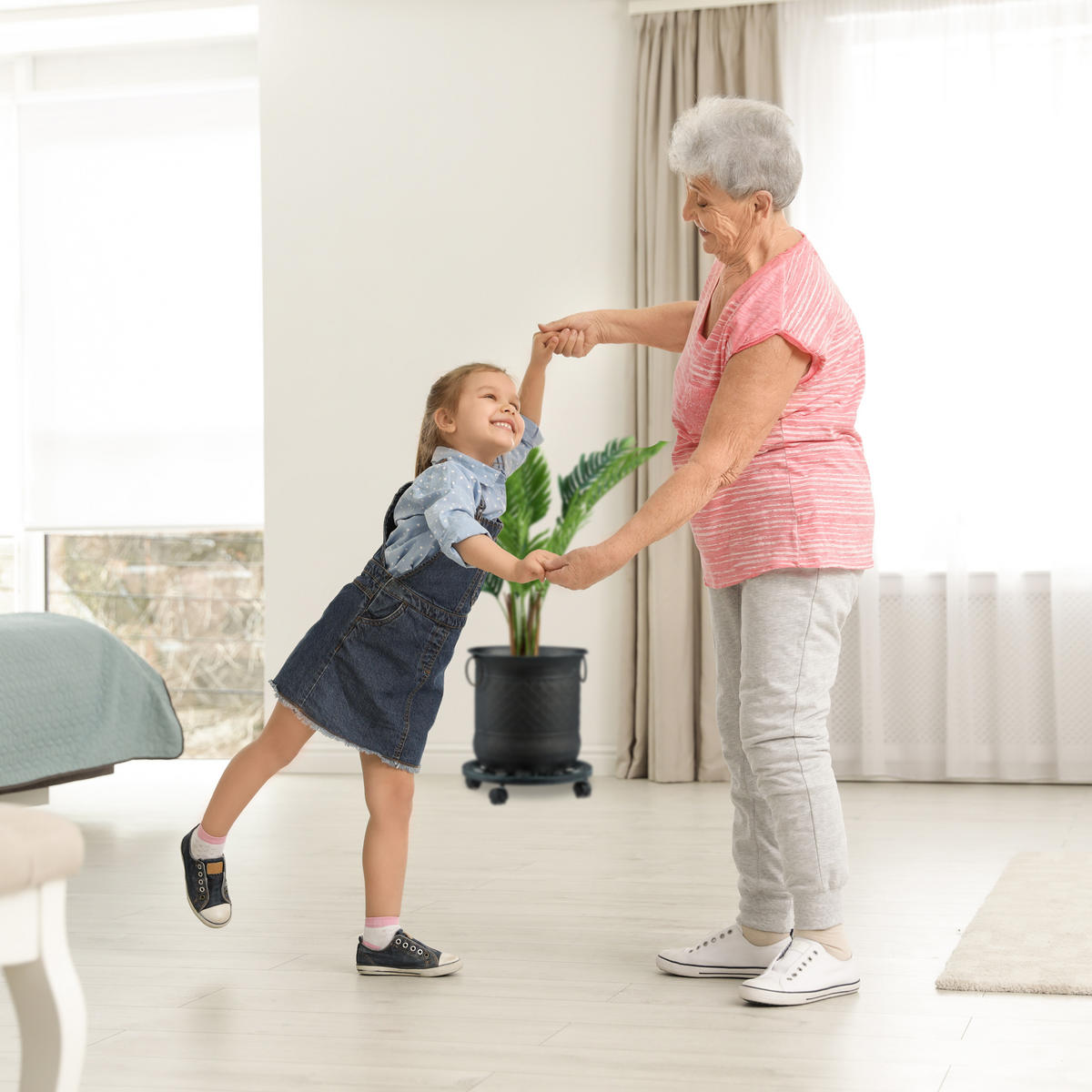 PFLANZENROLLER - Schwarz, Kunststoff/Metall (38/7.5/38cm) - Relaxdays