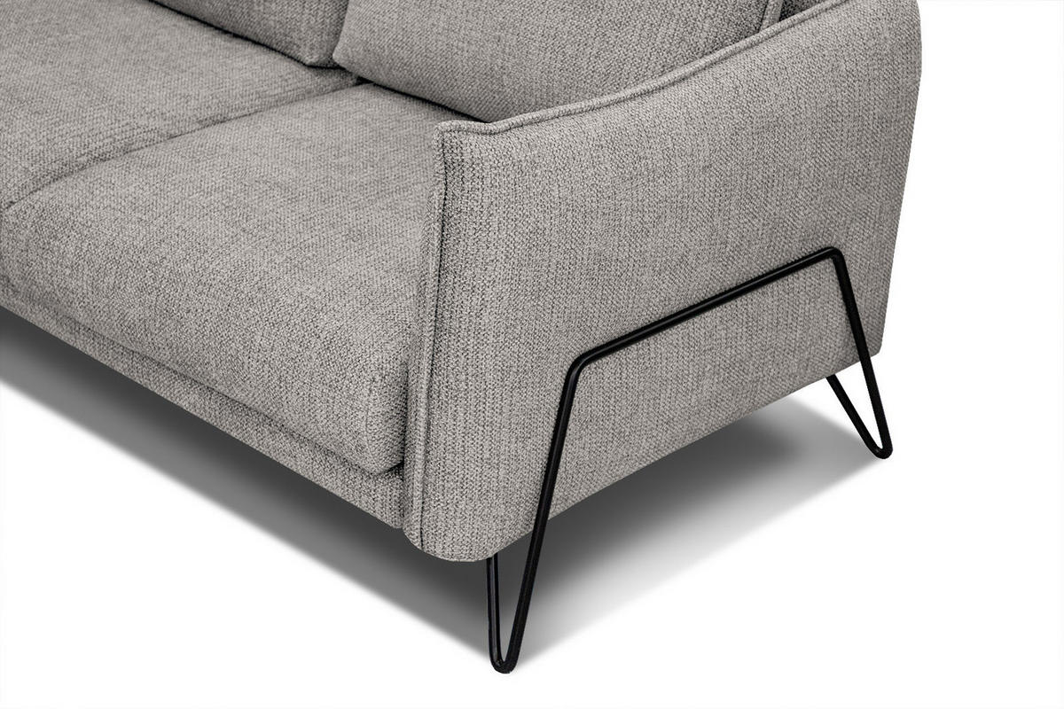 ECKSOFA HOSTEN 4-Sitzer, platinfarben - Platinfarben/Schwarz, Holzwerkstoff/Textil (269/158cm) - Courtois Laville