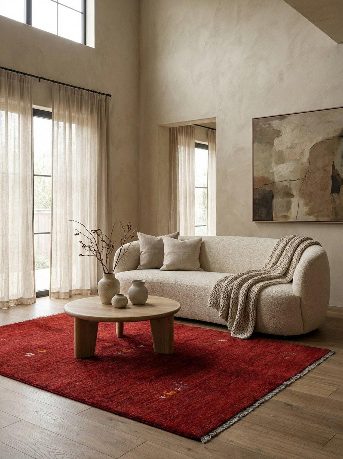 TEPPICH Gabbeh Rot 193/150 cm Schurwolle - Rot, Textil (150/193cm) - Looma