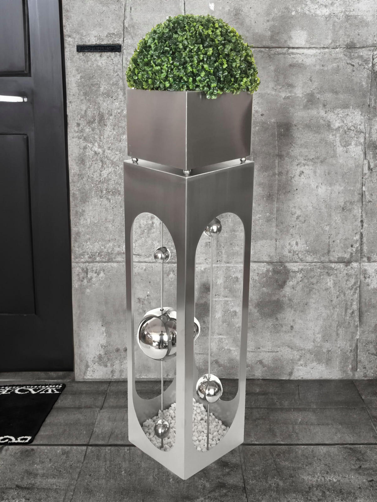 PFLANZSÄULE Oscar Silber Edelstahl Pflanzkübel - Silberfarben, Metall (110cm) - DELUKE