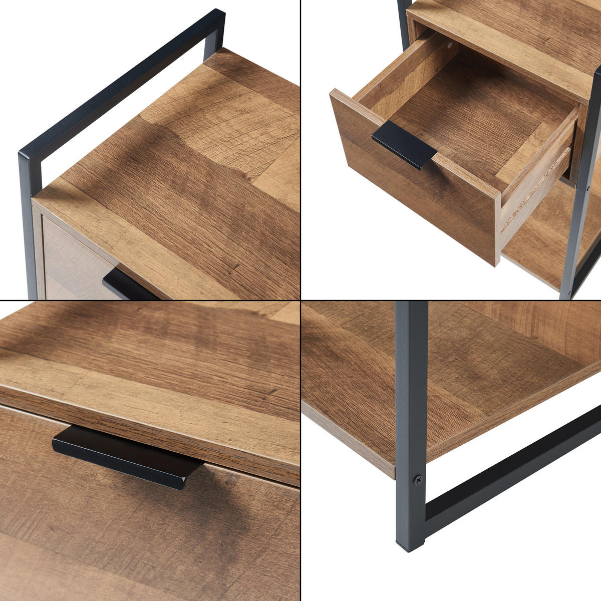 BEISTELLTISCH Namsskogan - Walnussfarben/Schwarz, Holzwerkstoff/Metall (32/33/62cm) - [en.casa]