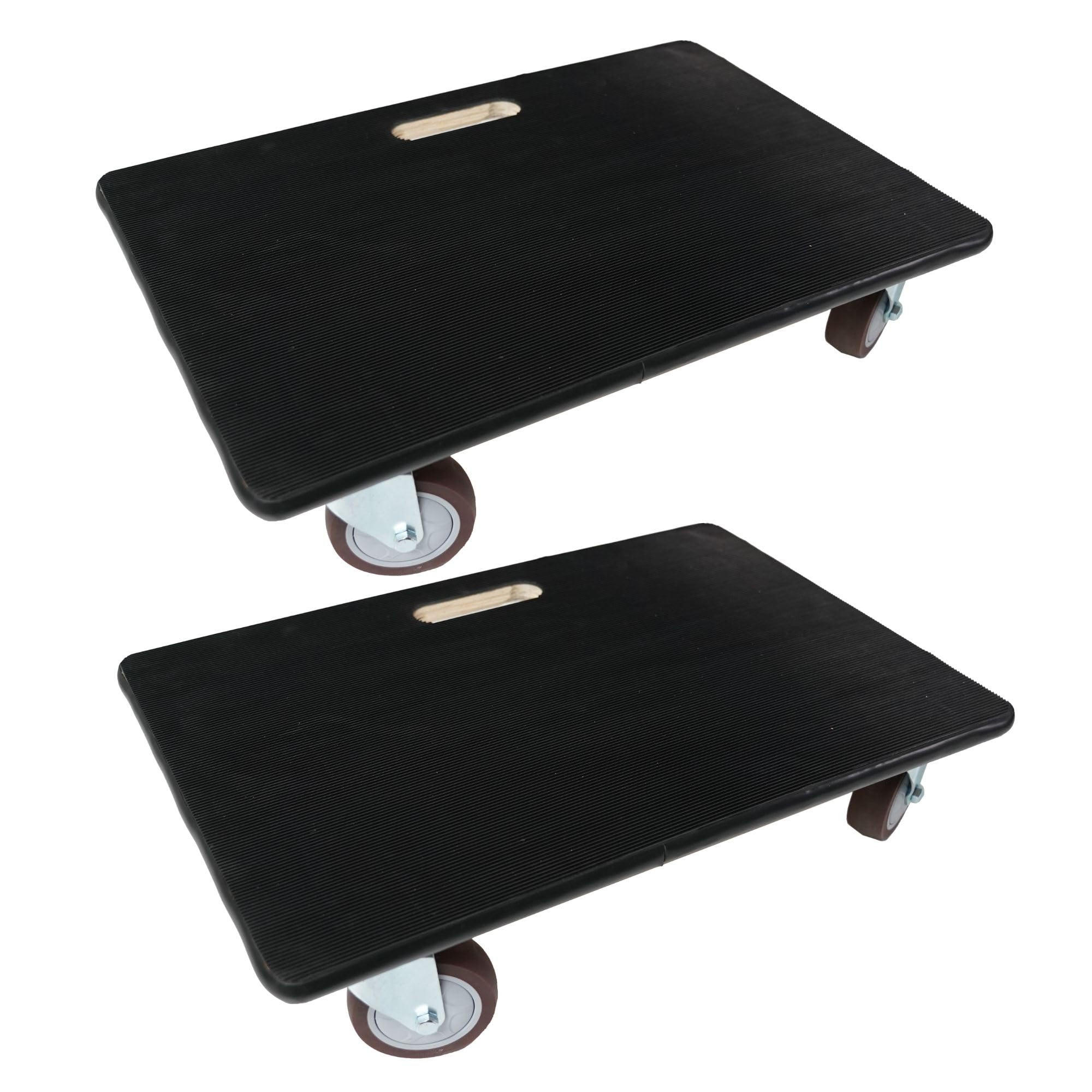 TRANSPORTROLLER 2er-Set mit 4 Rollen 15x40x60 cm Traglast 500kg Sperrholzplatte mit Gummibelag Schwarz - Schwarz, Holzwerkstoff (60/40/15cm) - PROREGAL