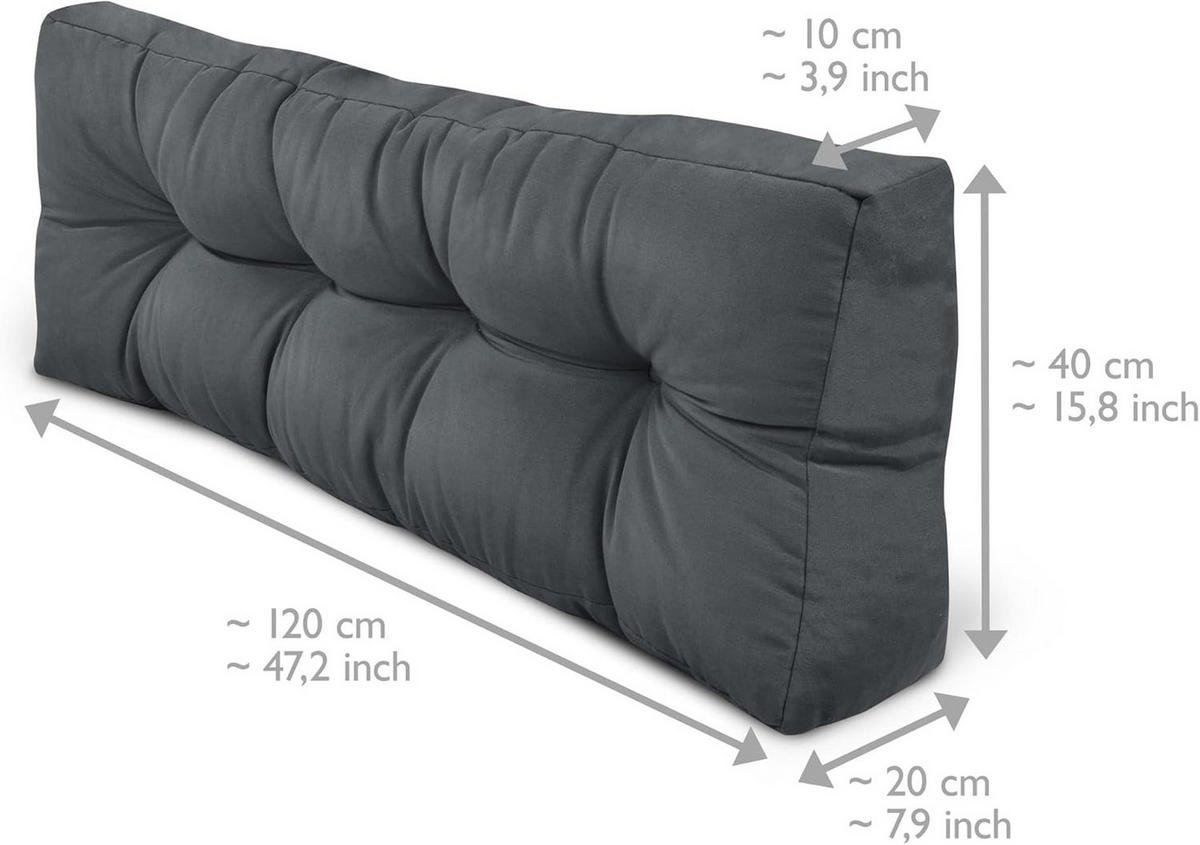PALETTENKISSEN ECO Style Sitz 120x80x15cm Graphitgrau + Rücken (1tlg) - Dunkelgrau, Textil (80/15/120cm) - Beautissu 