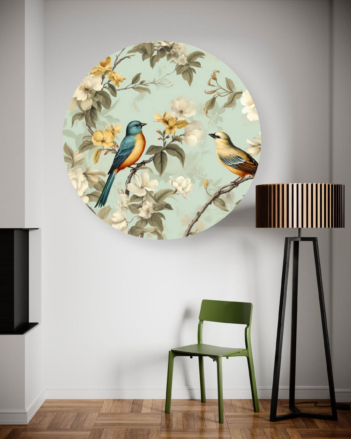 RUNDES BILD Grün 60/60 cm - Beige/Grün, Textil (60/60cm) - KUNSTLOFT