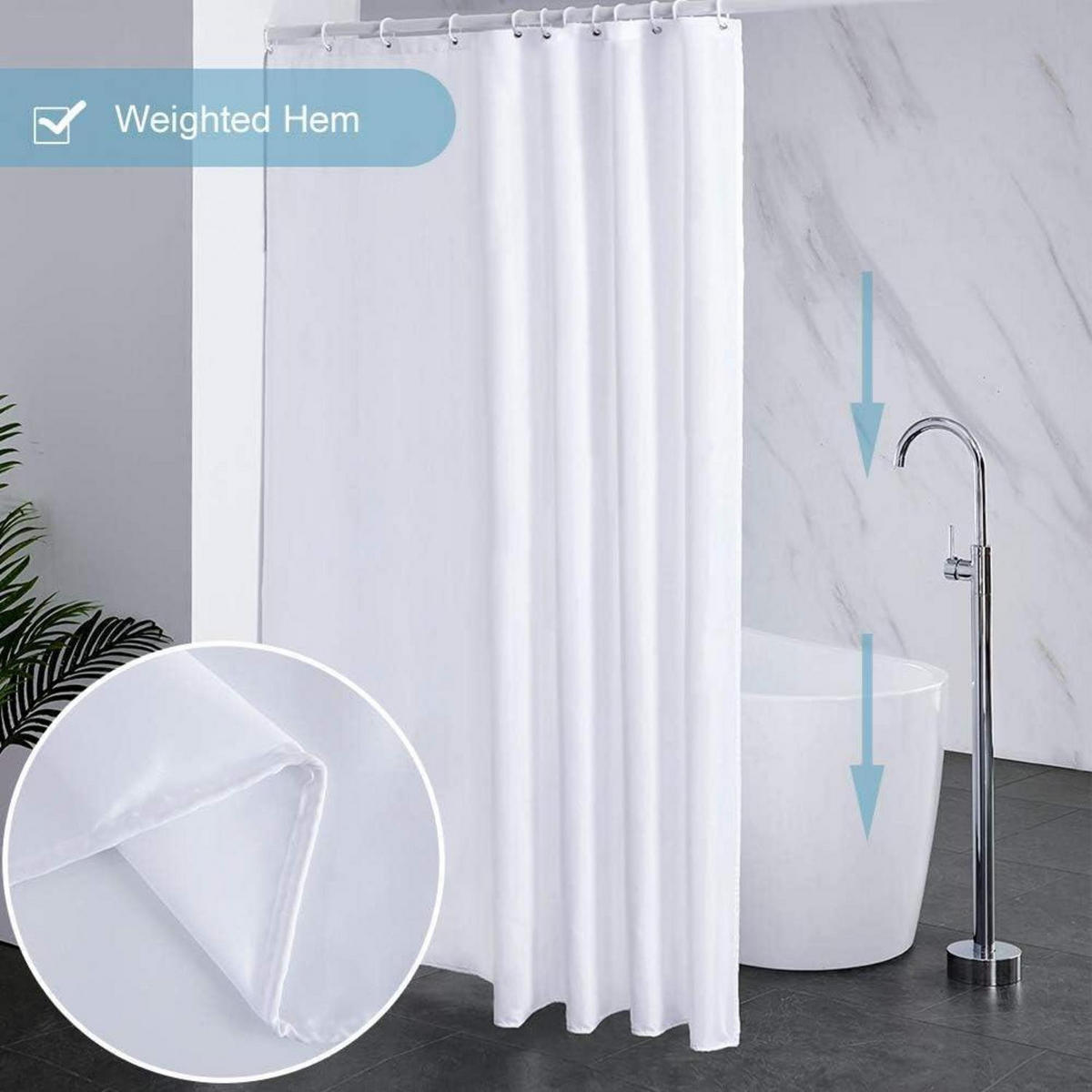 DUSCHVORHANG Weiß 180 x 180 cm Wasserdicht Anti-Schimmel - Weiß, Textil (180/180cm)