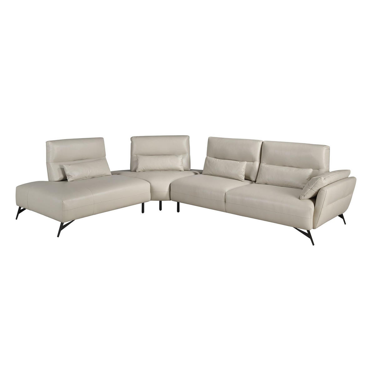 ECKSOFA Ecke Sand Schwarz 341/254/94 cm - Beige, Leder/Metall (341/254cm) - ANGEL CERDA