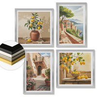 WANDBILDER 4er Set - 50x50 cm & 40x60 cm Silberner Rahmen - Zitrusfrüchte in der Küche - Silberfarben, Kunststoff (50/50cm) - ArtPrintCave