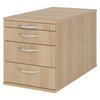 ROLLCONTAINER - mit 3 Schubladen 80/42,8/51,2 cm in Eichefarben Bogengriff (Metall) - Eichefarben, Holzwerkstoff (42.8/51.2/80cm) - bümö