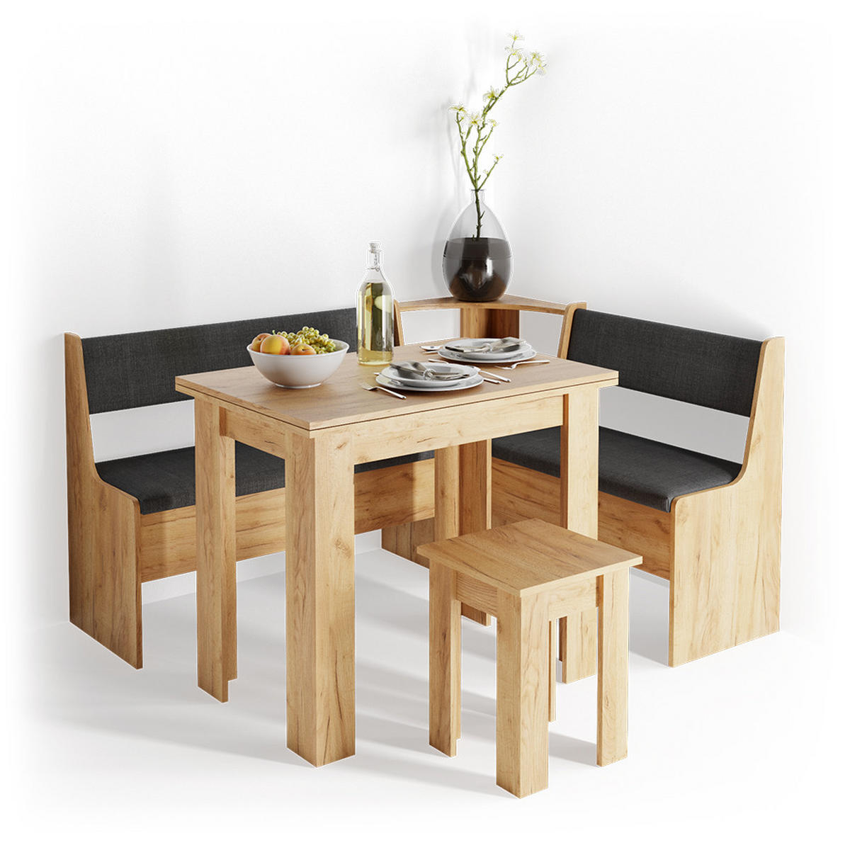 ESSZIMMER-BANK Roman Sandeiche 106.6 x 41.5 cm - Anthrazit/Eiche Wotan, Holzwerkstoff (41.5/80/106.6cm) - Vicco