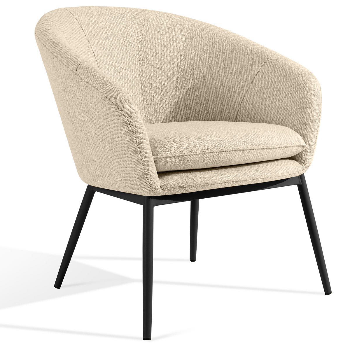 GARTENMÖBELSET SOLIS Gartenlounge-Set, creme/schwarz - Creme, Textil/Metall - KONSIMO®