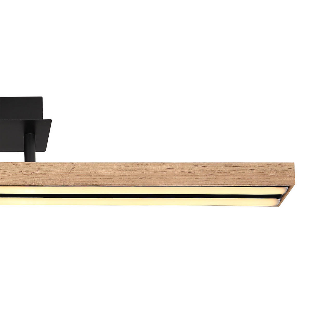 LED DECKENLEUCHTE Holzoptik Braun Schwarz - Braun, Metall (81.5/7.5/14cm) - Globo Lighting