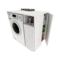 WASCHMASCHINENSCHRANK Überbauschrank mit Fächern – passend für Waschmaschine & Trockner 96/88/62 - Weiß/Grau, Holzwerkstoff (96/88/62cm) - RAUMHIRSCH FURNITURE