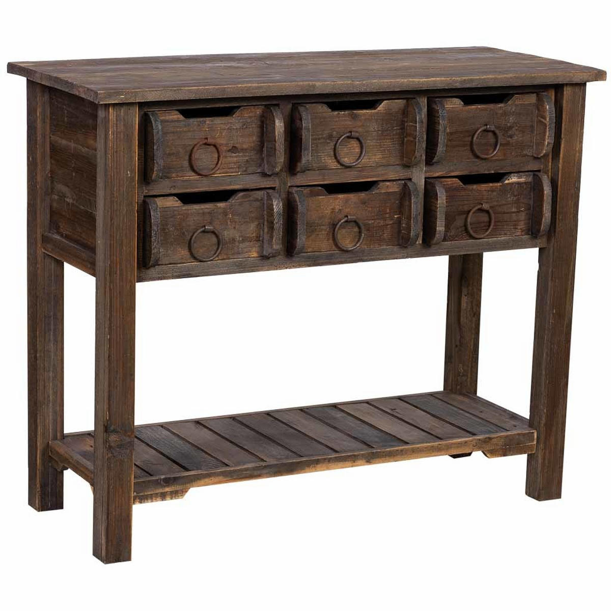 FLURTISCH aus holz mit 6 schubladen 105x45x82 cm - Braun, Holz (45/105/82cm) - Wanderlust