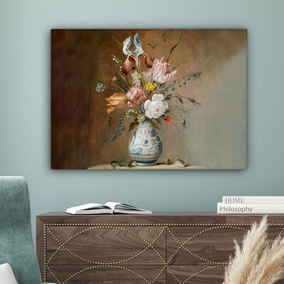 LEINWANDBILD Alte Meister - Blumen - Balthasar van der Ast Wandbilder 80x60 cm - Hellbraun, Textil (80/60cm) - MuchoWow