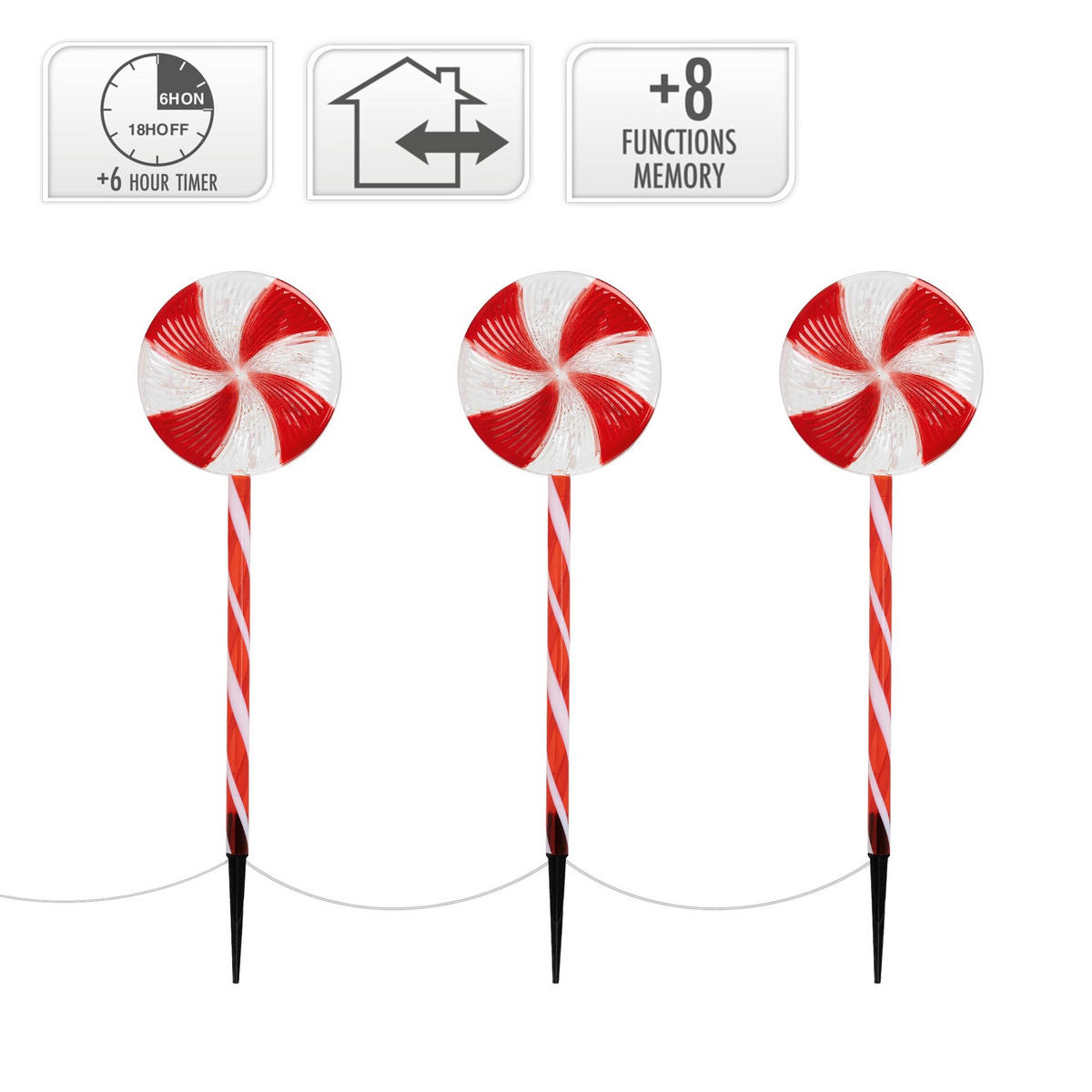 WEIHNACHT Deko Beleuchtung - Rot, Kunststoff (18/62/200cm) - ECD-Germany